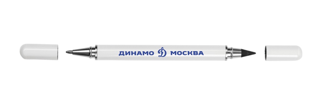 картинка Ручка белая с вечным карандашом «Д» от магазина атрибутики Динамо Москва